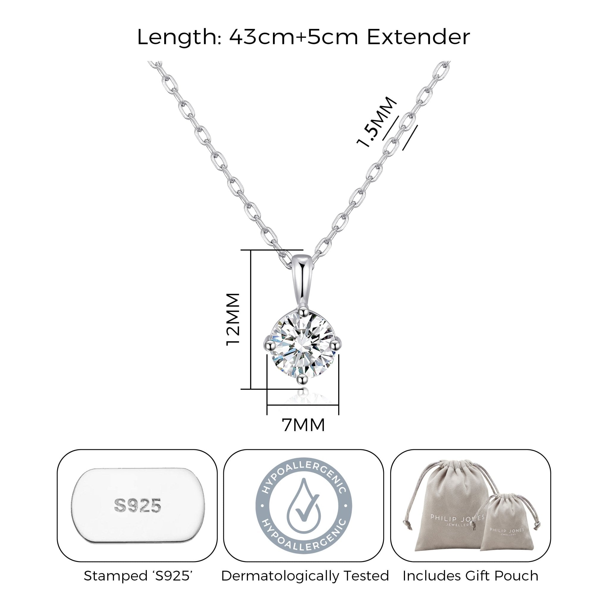 Sterling Silver April (Diamond) Birthstone Necklace Created with Zircondia® Crystals