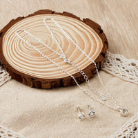 Sterling Silver April (Diamond) Birthstone Necklace & Earrings Set Created with Zircondia® Crystals