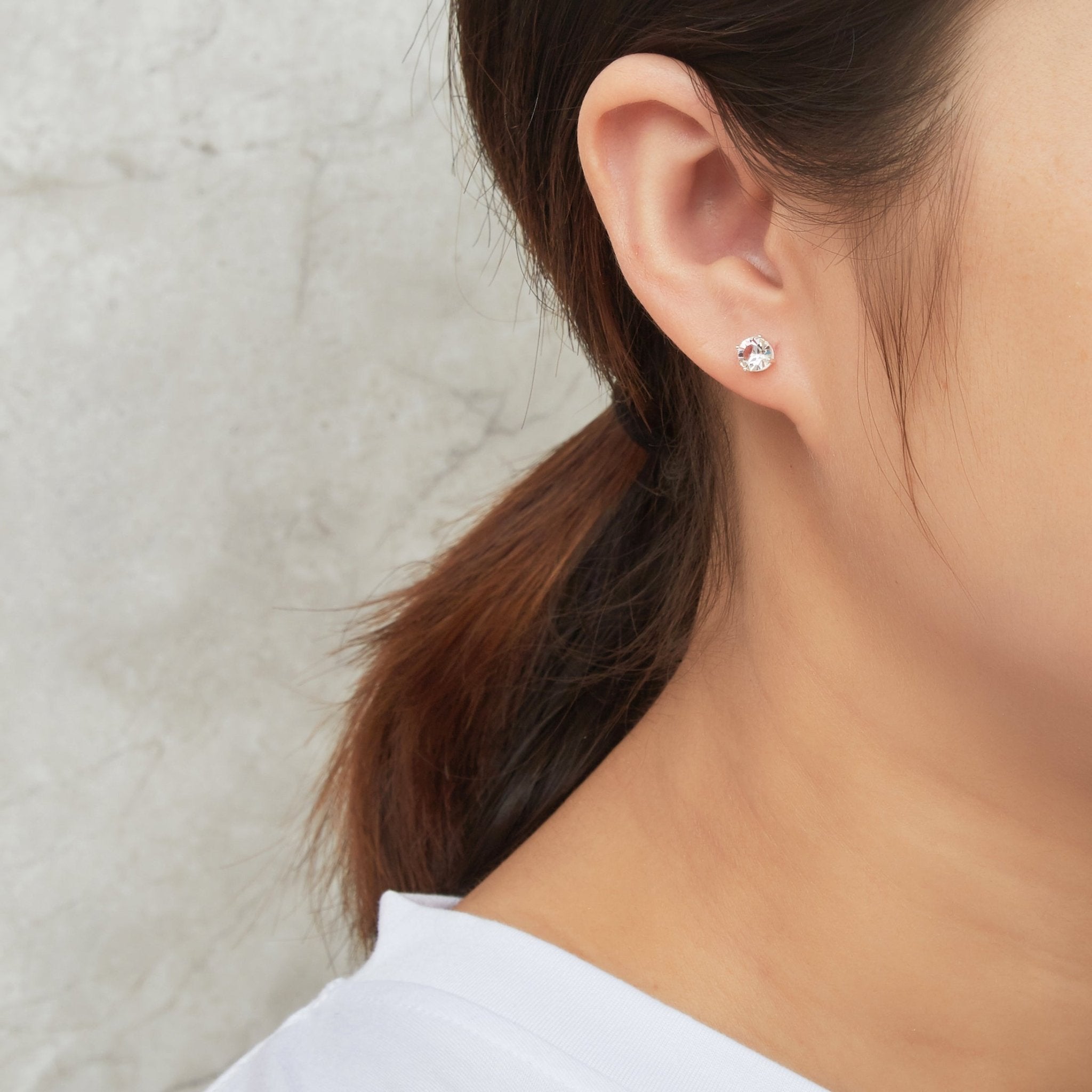 Sterling Silver April (Diamond) Birthstone Necklace & Earrings Set Created with Zircondia® Crystals