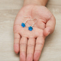 Sterling Silver Aquamarine Flower Earrings Created with Zircondia® Crystals