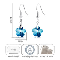 Sterling Silver Aquamarine Flower Earrings Created with Zircondia® Crystals