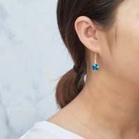 Sterling Silver Aquamarine Flower Earrings Created with Zircondia® Crystals