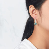 Sterling Silver Aquamarine Heart Earrings Created with Zircondia® Crystals