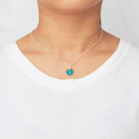 Sterling Silver Aquamarine Heart Necklace Created with Zircondia® Crystals