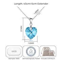 Sterling Silver Aquamarine Heart Necklace Created with Zircondia® Crystals