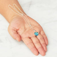 Sterling Silver Aquamarine Heart Necklace Created with Zircondia® Crystals