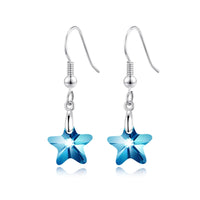 Sterling Silver Aquamarine Star Earrings Created with Zircondia® Crystals