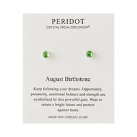 Sterling Silver August (Peridot) Birthstone Earrings Created with Zircondia® Crystals