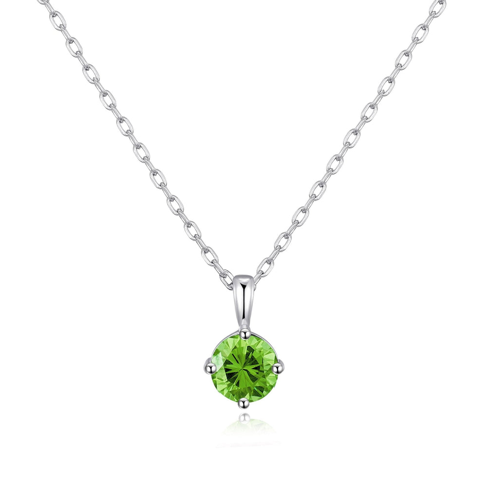 Sterling Silver August (Peridot) Birthstone Necklace Created with Zircondia® Crystals