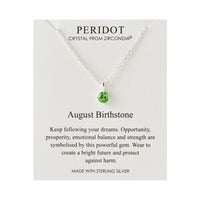 Sterling Silver August (Peridot) Birthstone Necklace Created with Zircondia® Crystals