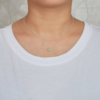 Sterling Silver August (Peridot) Birthstone Necklace & Earrings Set Created with Zircondia® Crystals