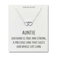 Sterling Silver Auntie Quote Heart Link Necklace
