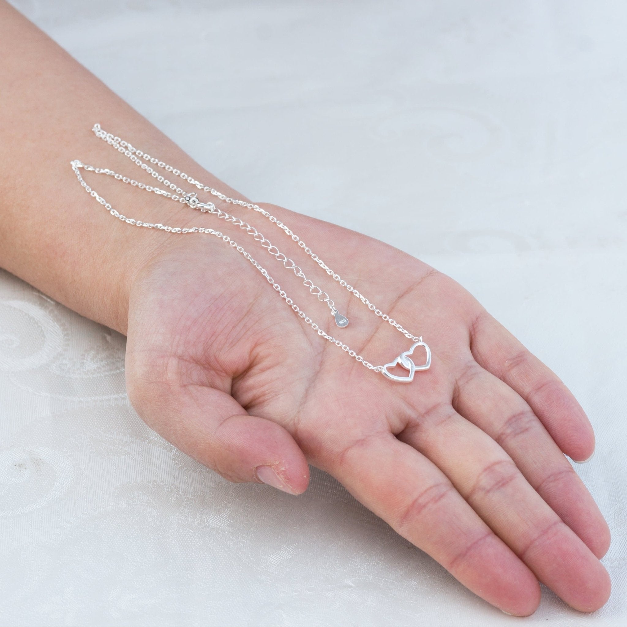 Sterling Silver Nan Quote Heart Link Necklace