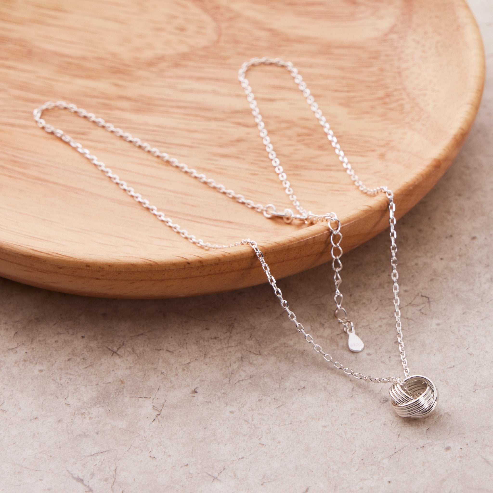 Sterling Silver Sister Quote Knot Necklace