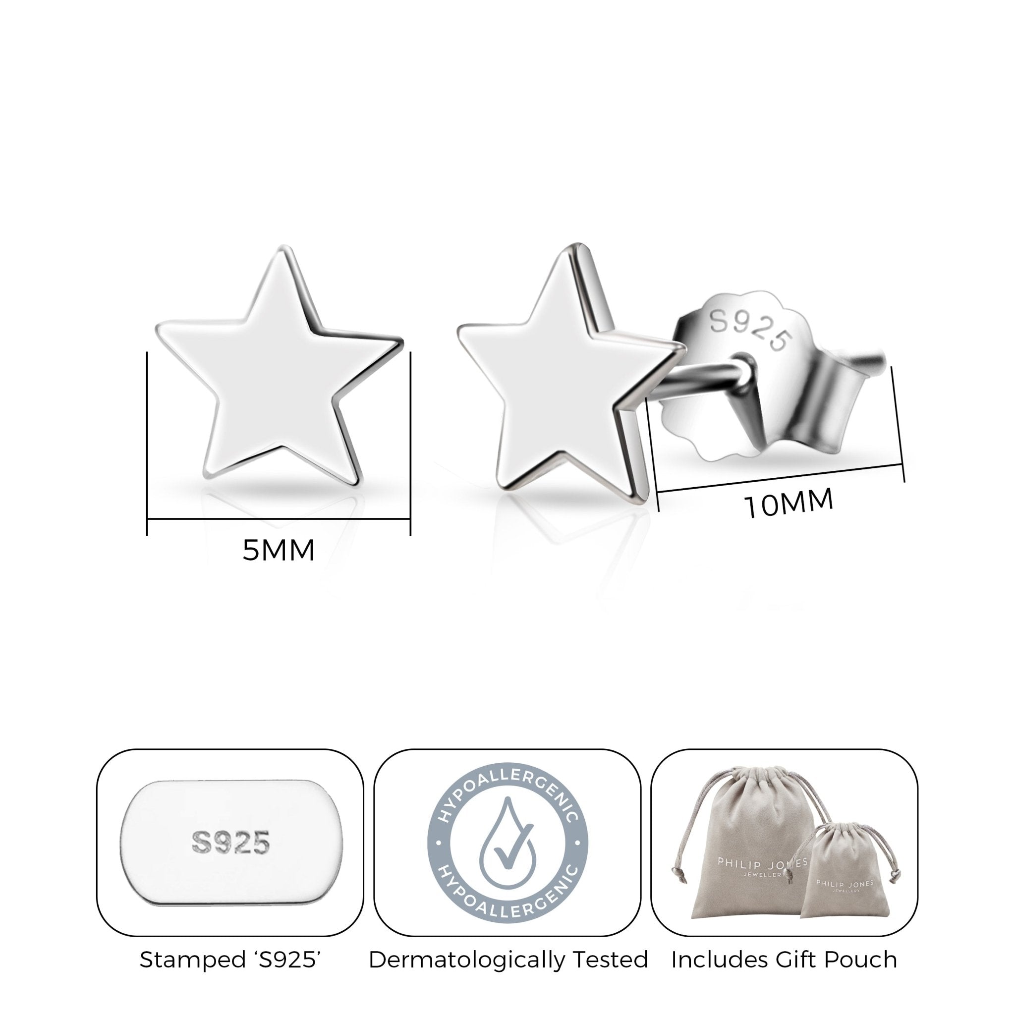 Sterling Silver Nan Quote Star Earrings