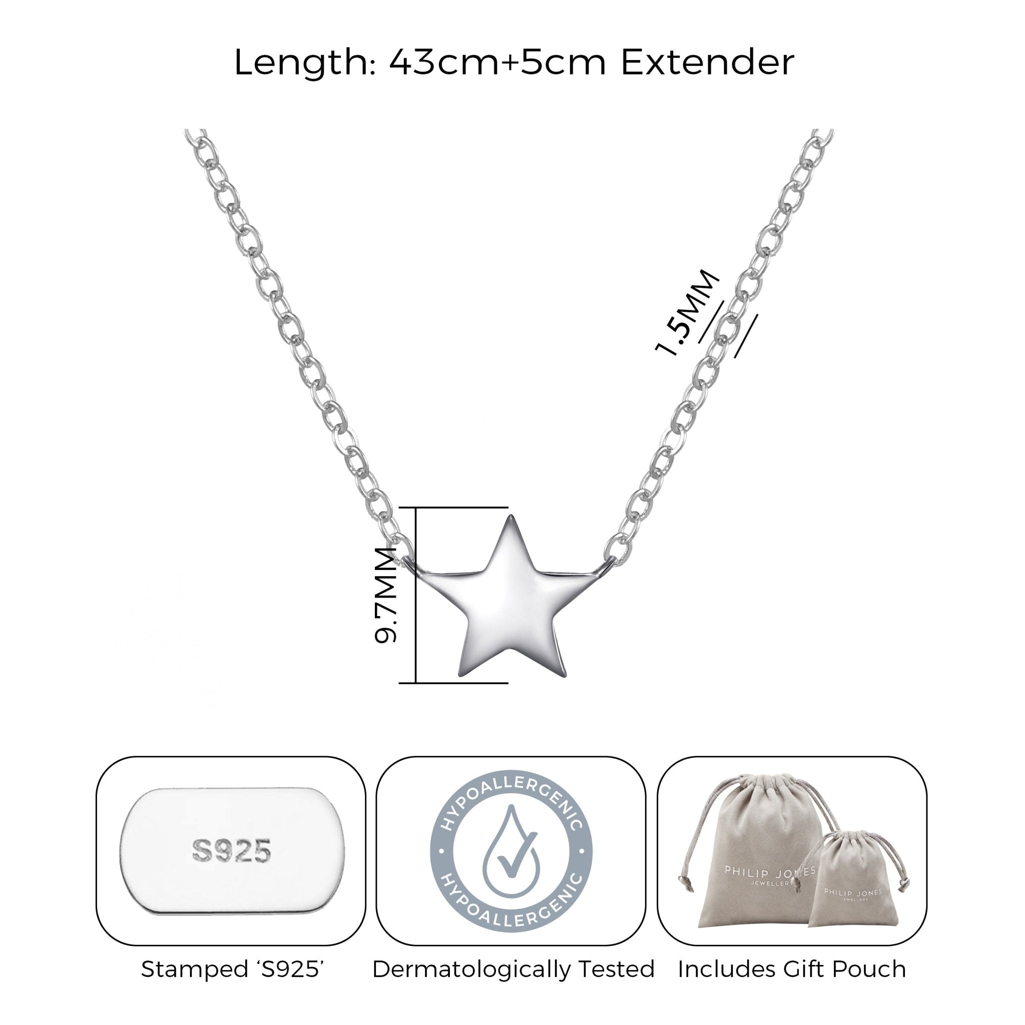 Sterling Silver Daughter Quote Star Necklace