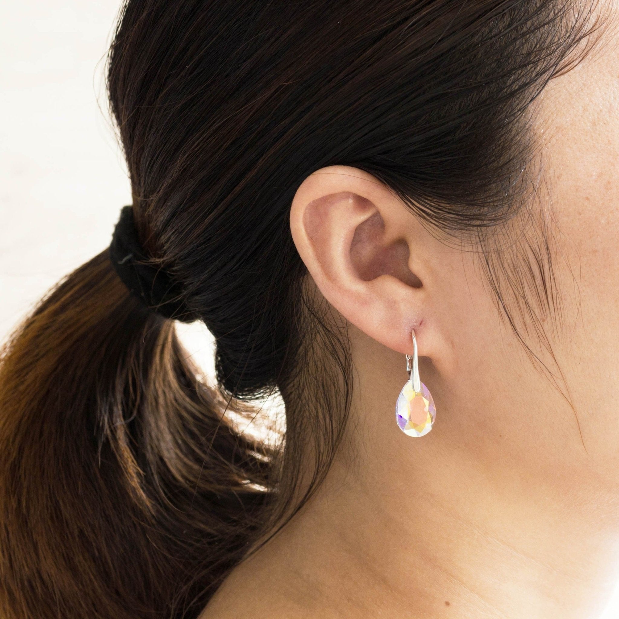 Sterling Silver Aurora Borealis Drop Earrings Created with Zircondia® Crystals