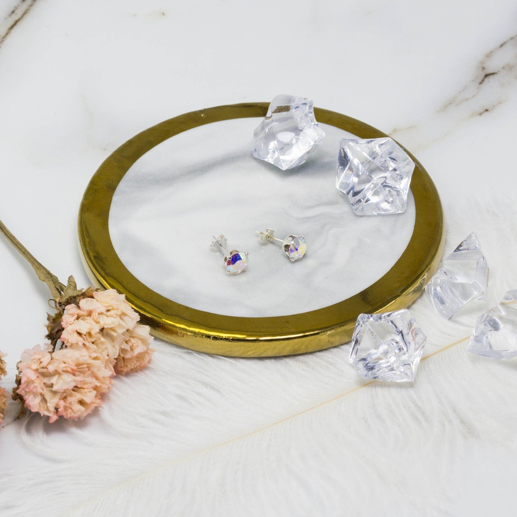 Sterling Silver Aurora Borealis Earrings Created with Zircondia® Crystals