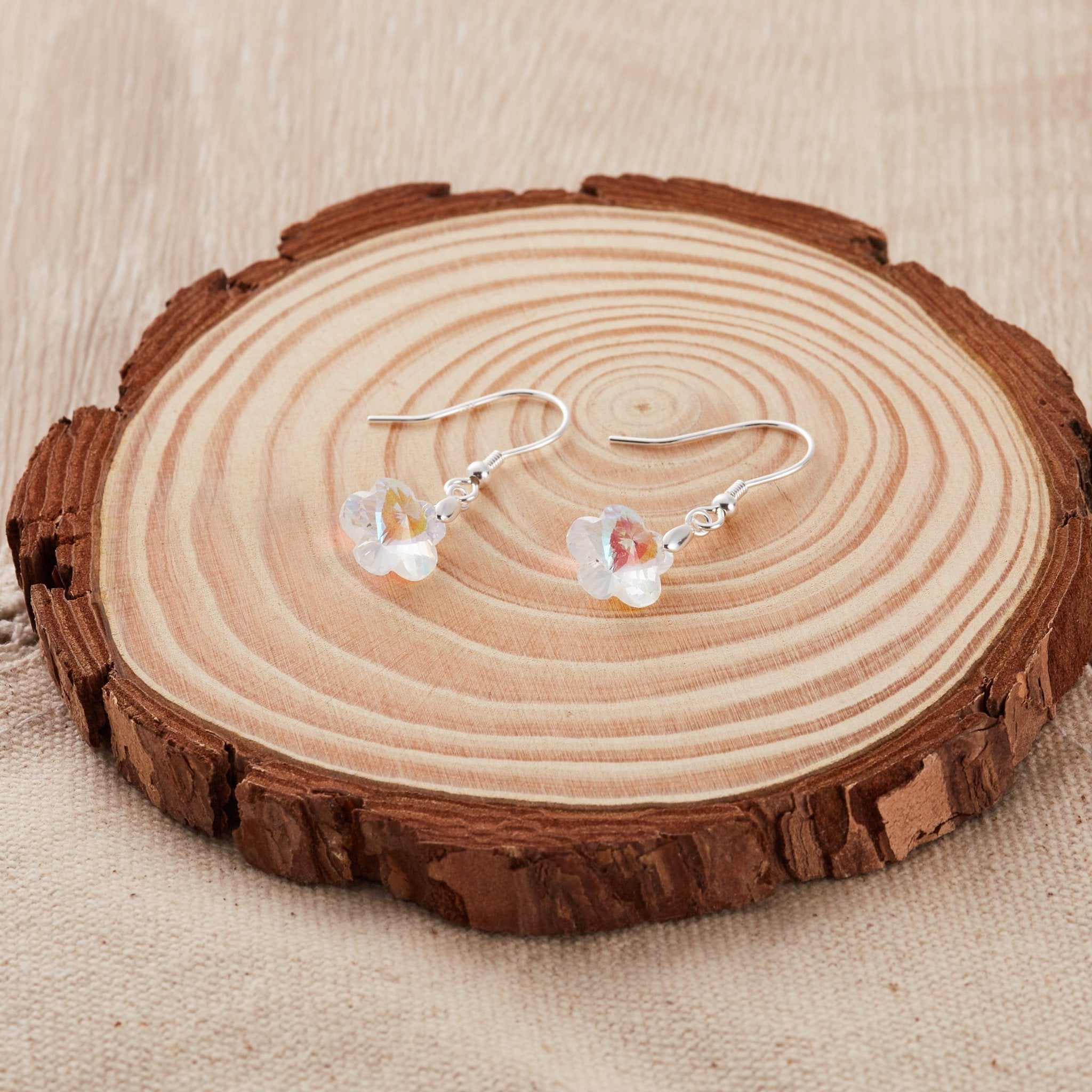 Sterling Silver Aurora Borealis Flower Earrings Created with Zircondia® Crystals