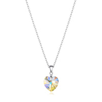 Sterling Silver Aurora Borealis Heart Necklace Created with Zircondia® Crystals