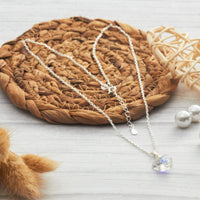 Sterling Silver Aurora Borealis Heart Necklace Created with Zircondia® Crystals