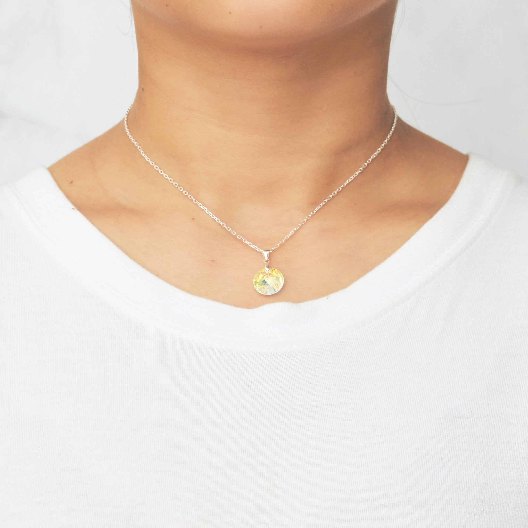 Sterling Silver Aurora Borealis Necklace Created with Zircondia® Crystals