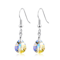 Sterling Silver Aurora Borealis Pear Earrings Created with Zircondia® Crystals