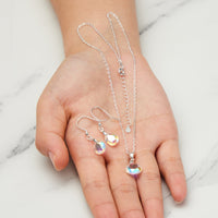 Sterling Silver Aurora Borealis Pear Set Created with Zircondia® Crystals