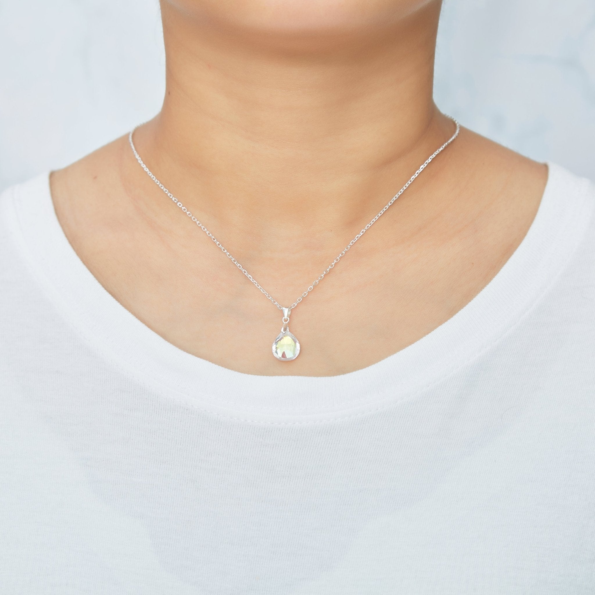 Sterling Silver Aurora Borealis Pear Set Created with Zircondia® Crystals