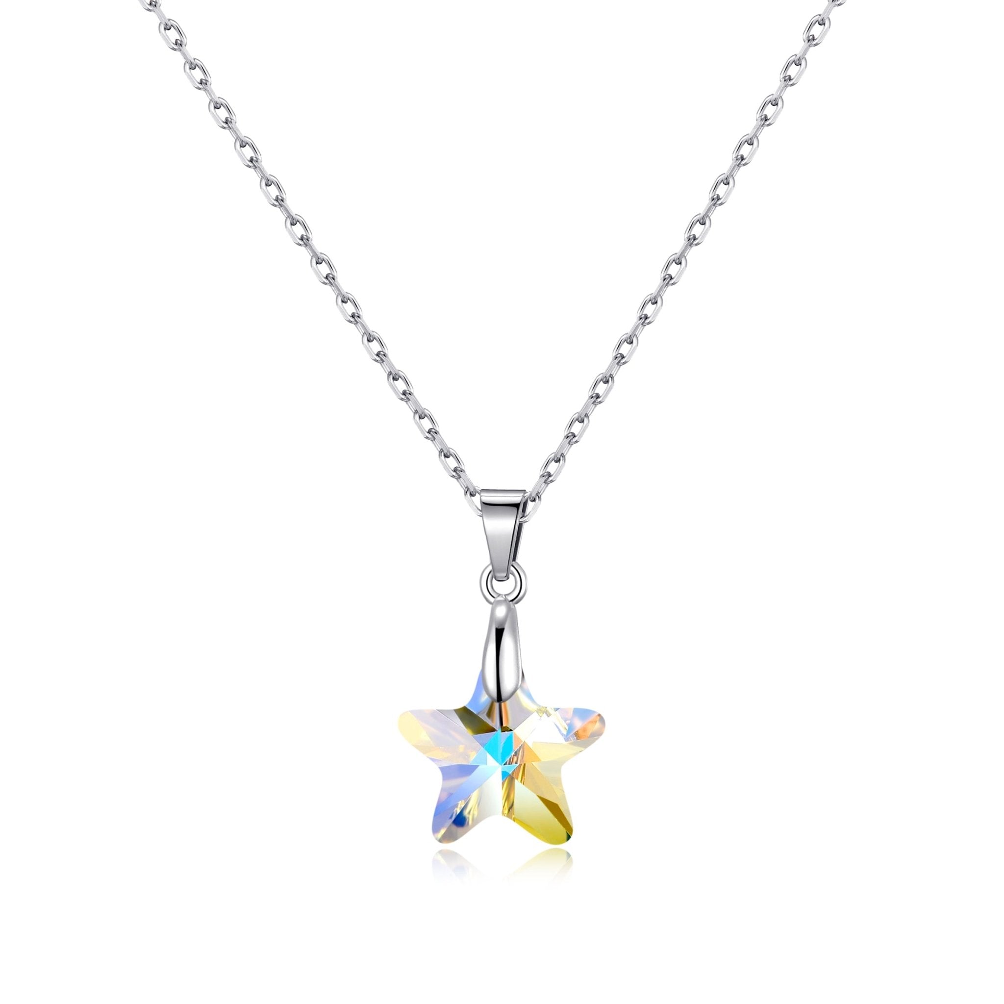 Sterling Silver Aurora Borealis Star Necklace Created with Zircondia® Crystals