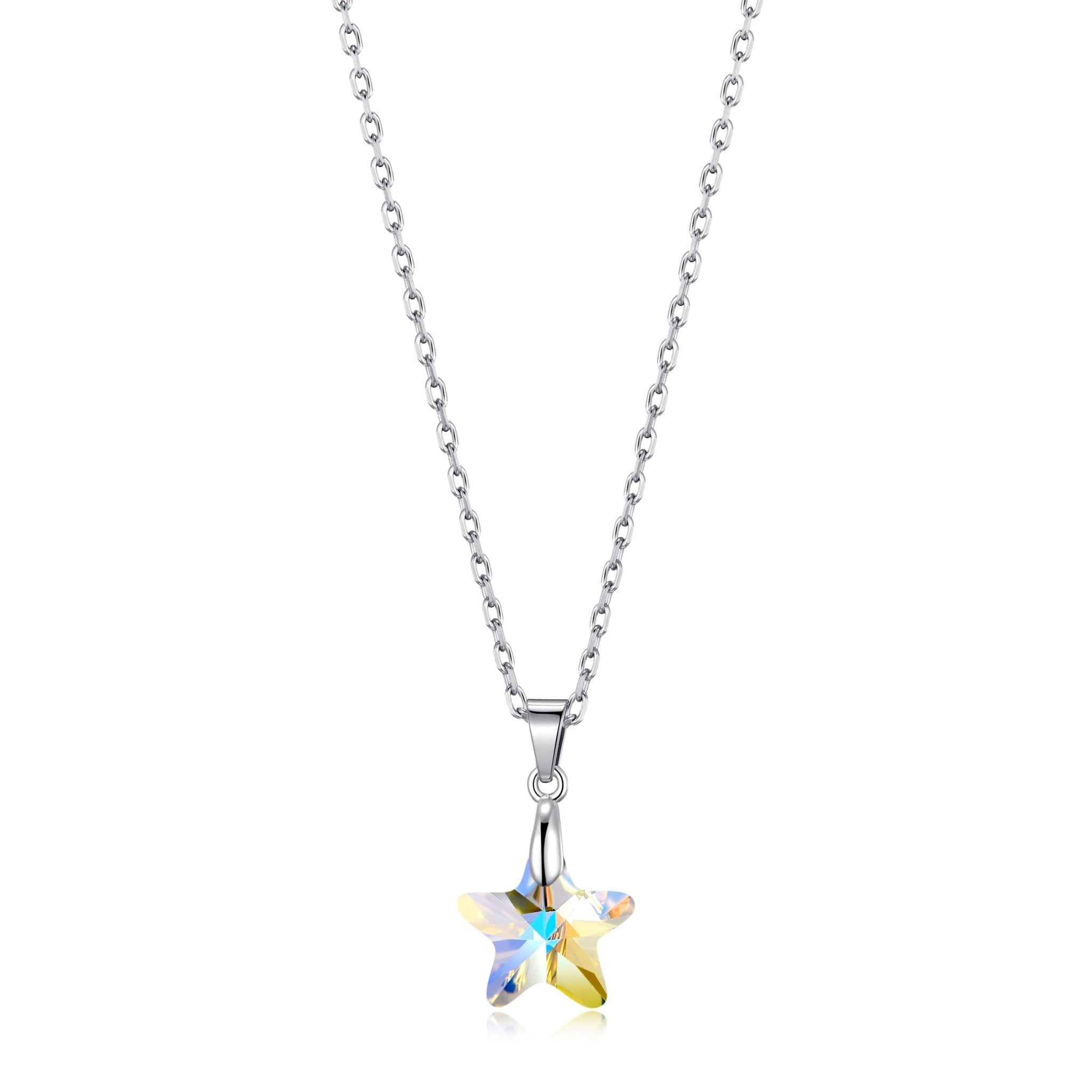 Sterling Silver Aurora Borealis Star Necklace Created with Zircondia® Crystals