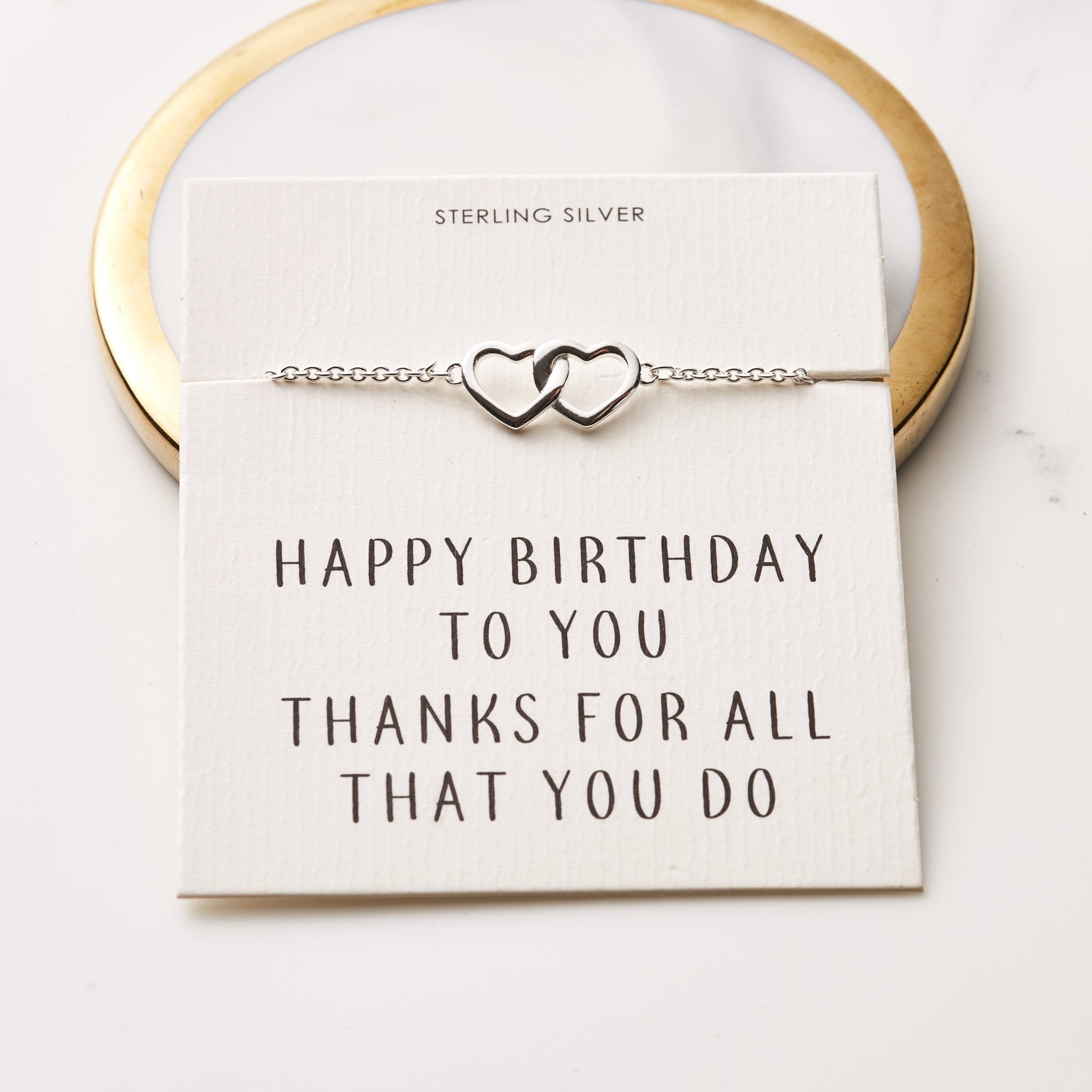Sterling Silver Birthday Heart Link Bracelet