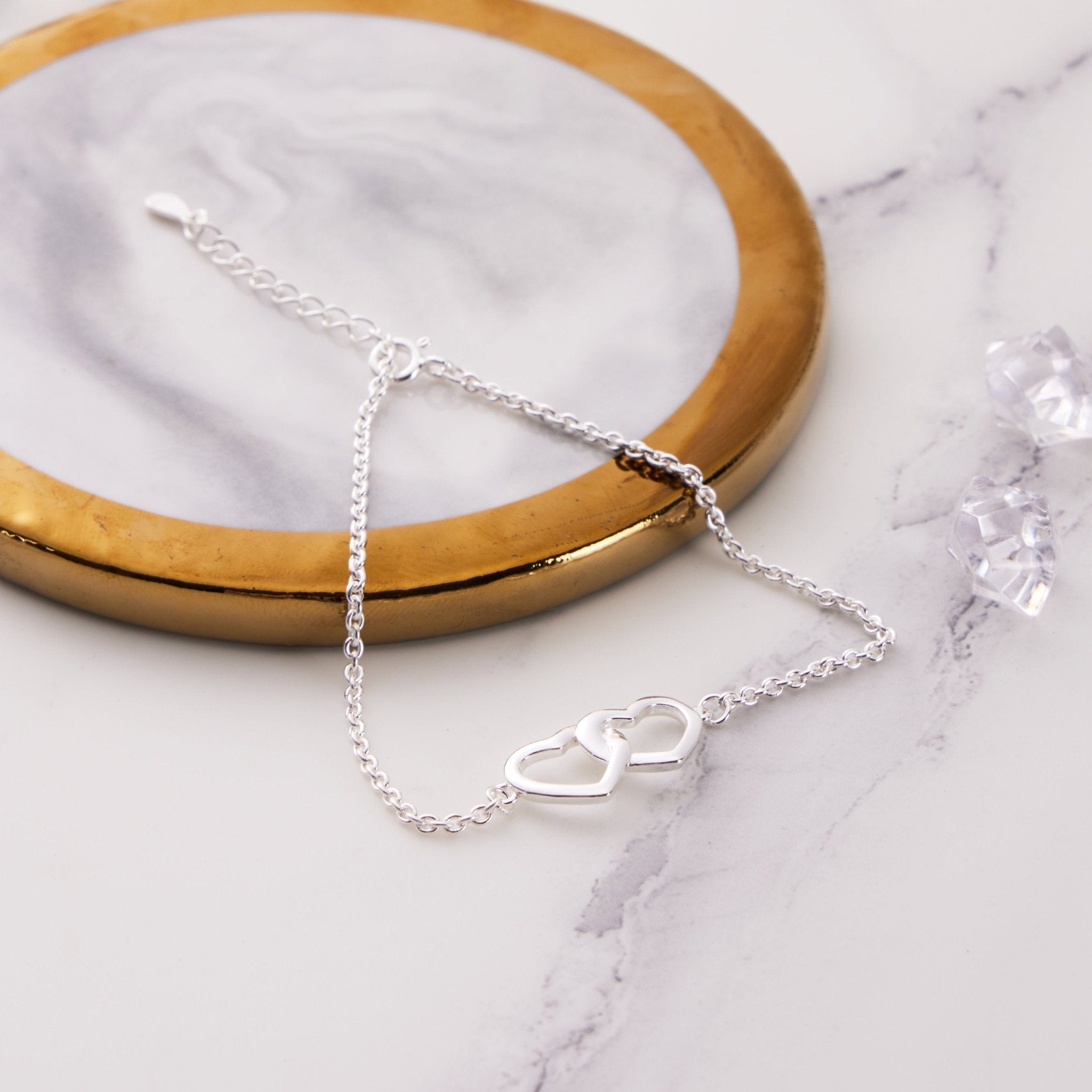 Sterling Silver Birthday Heart Link Bracelet