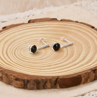 Sterling Silver Black Onyx Gemstone Drop Earrings