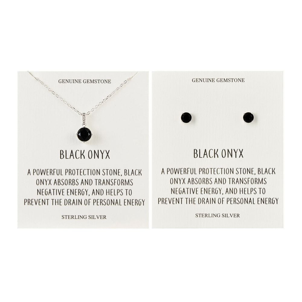 Sterling Silver Black Onyx Gemstone Set with Quote Card