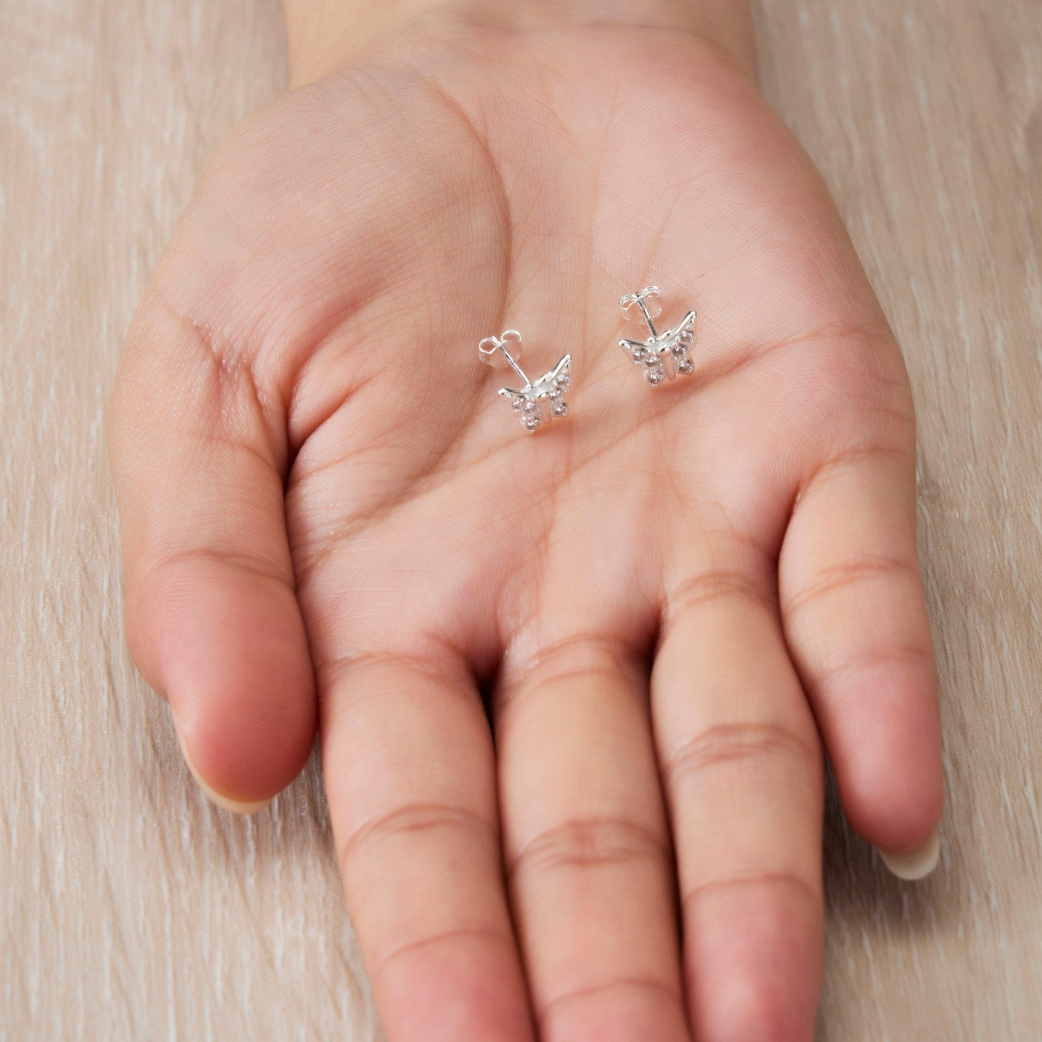 Sterling Silver Butterfly Earrings Created with Zircondia® Crystals