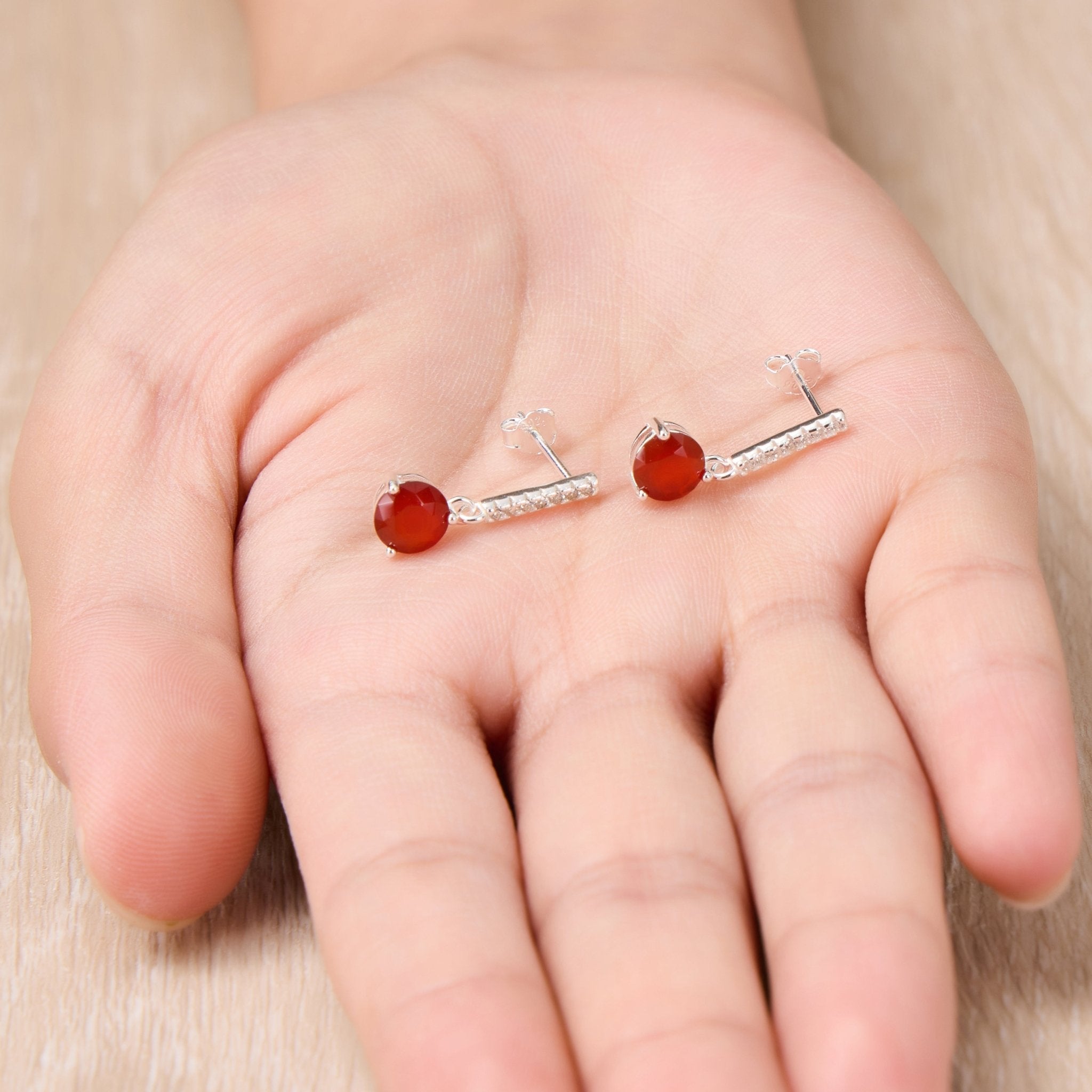 Sterling Silver Carnelian Gemstone Drop Earrings