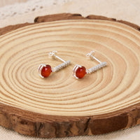 Sterling Silver Carnelian Gemstone Drop Earrings