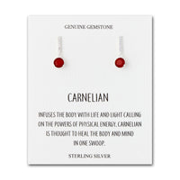 Sterling Silver Carnelian Gemstone Drop Earrings with Quote Card