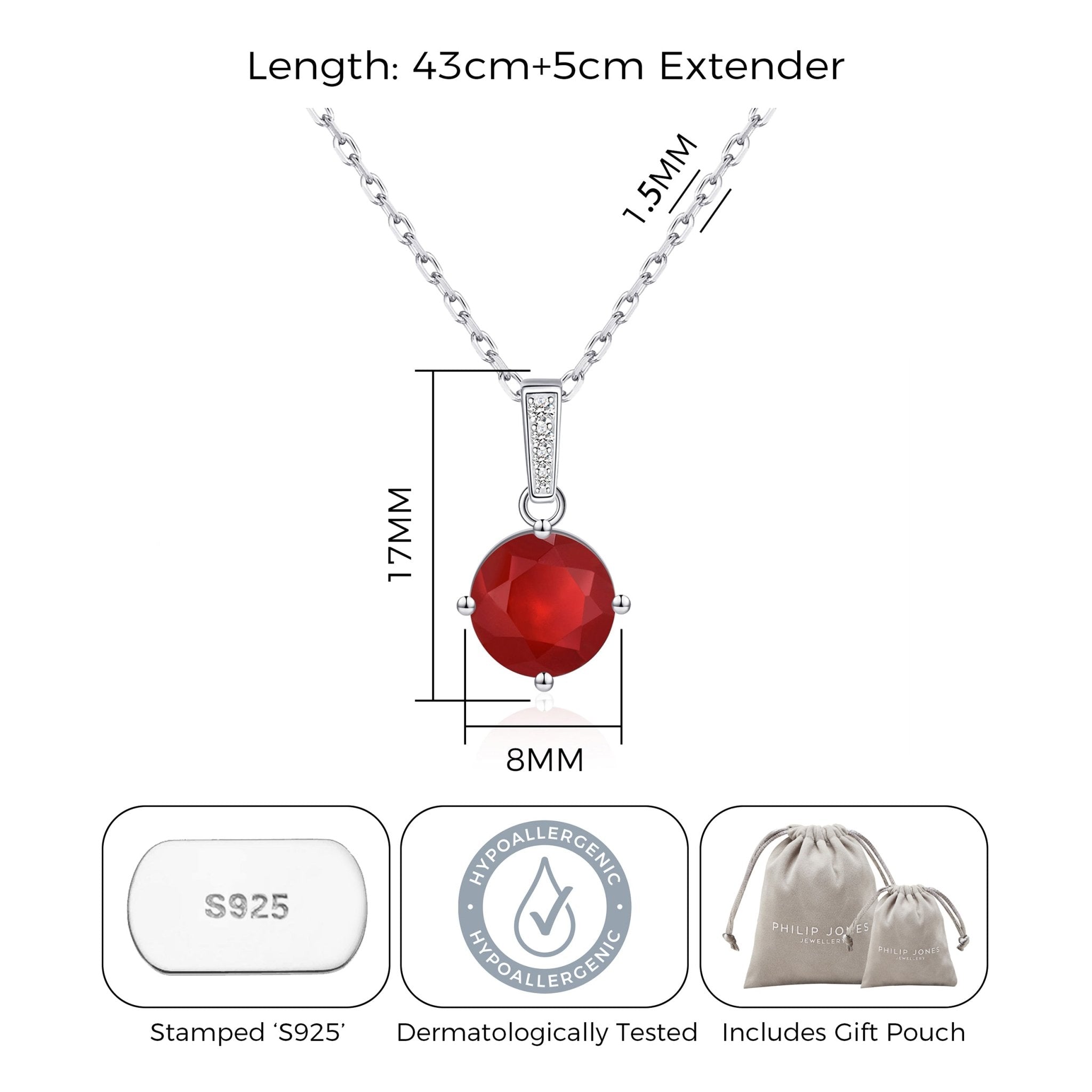 Sterling Silver Carnelian Gemstone Necklace with Quote Card