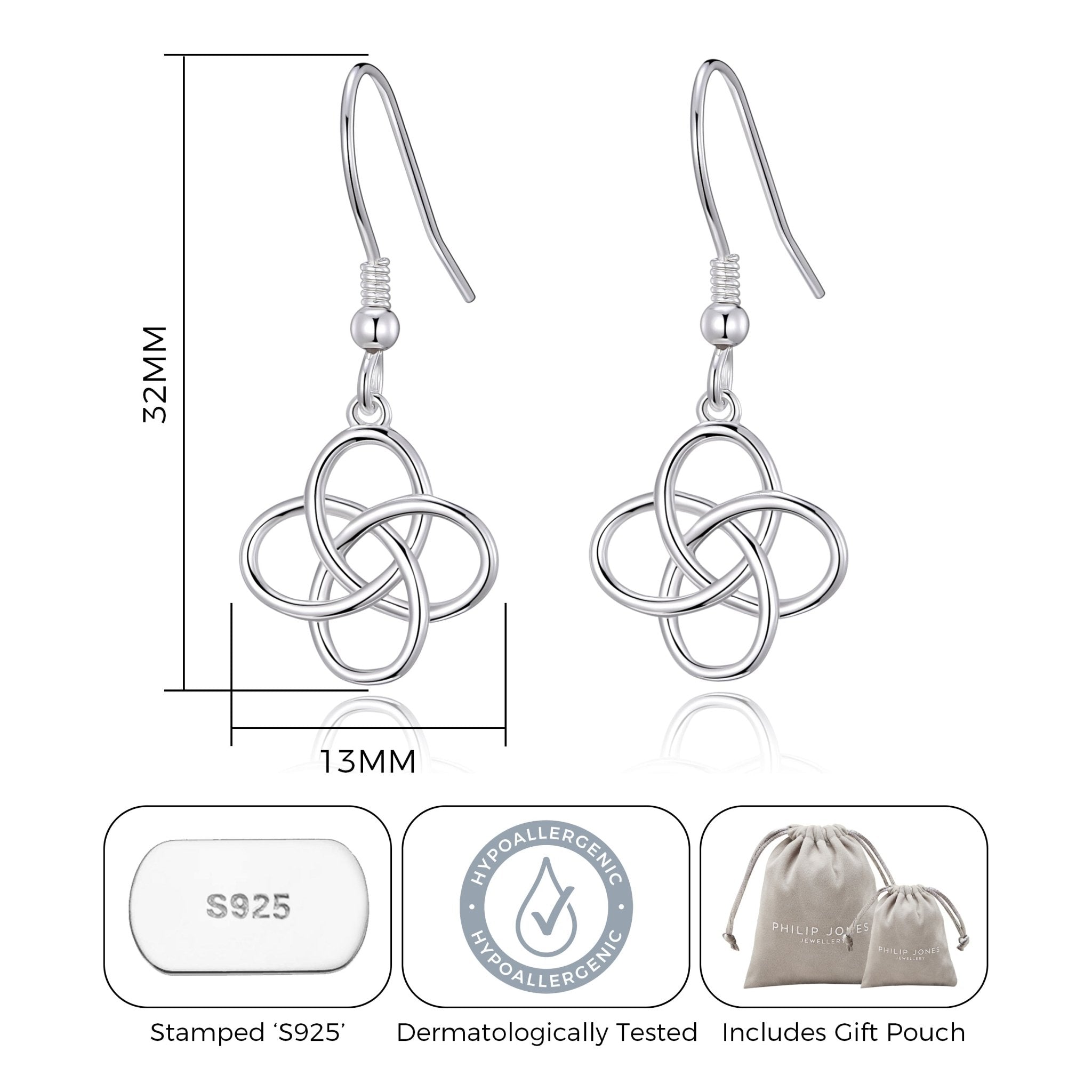 Sterling Silver Celtic Dangle Earrings