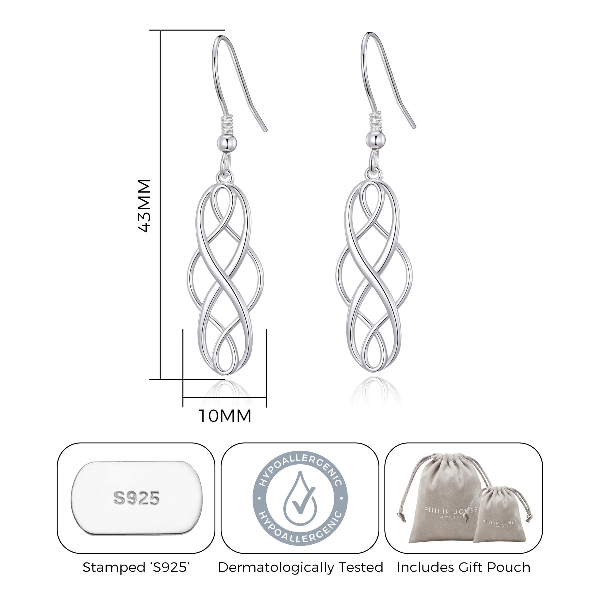 Sterling Silver Celtic Drop Earrings