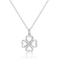 Sterling Silver Clover Necklace Created with Zircondia® Crystals