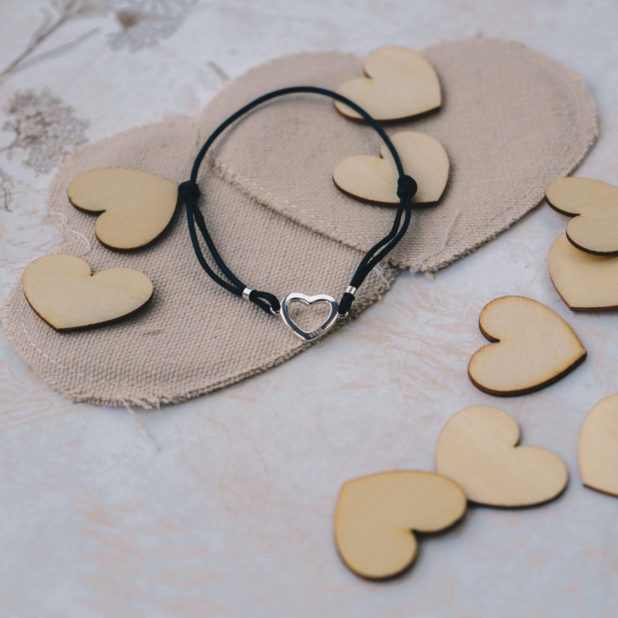 Sterling Silver Corded Heart Bracelet