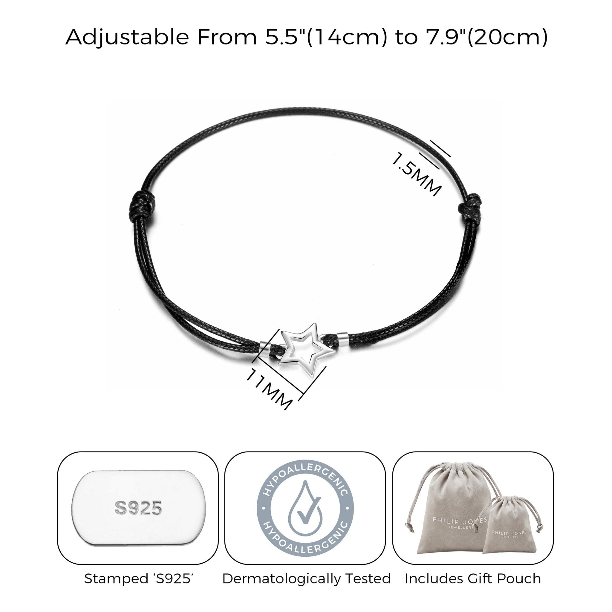 Sterling Silver Corded Star Bracelet