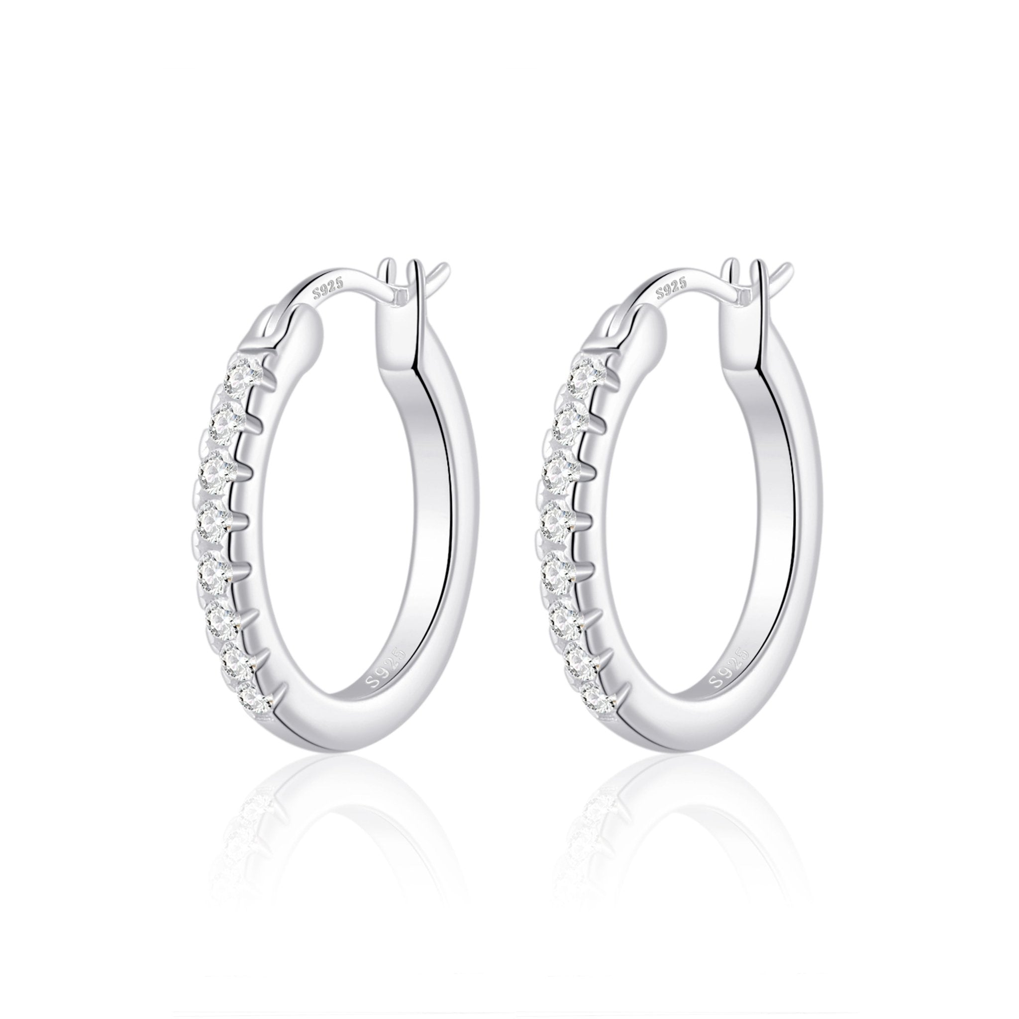 Sterling Silver Crystal Hoop Earrings Created with Zircondia® Crystals