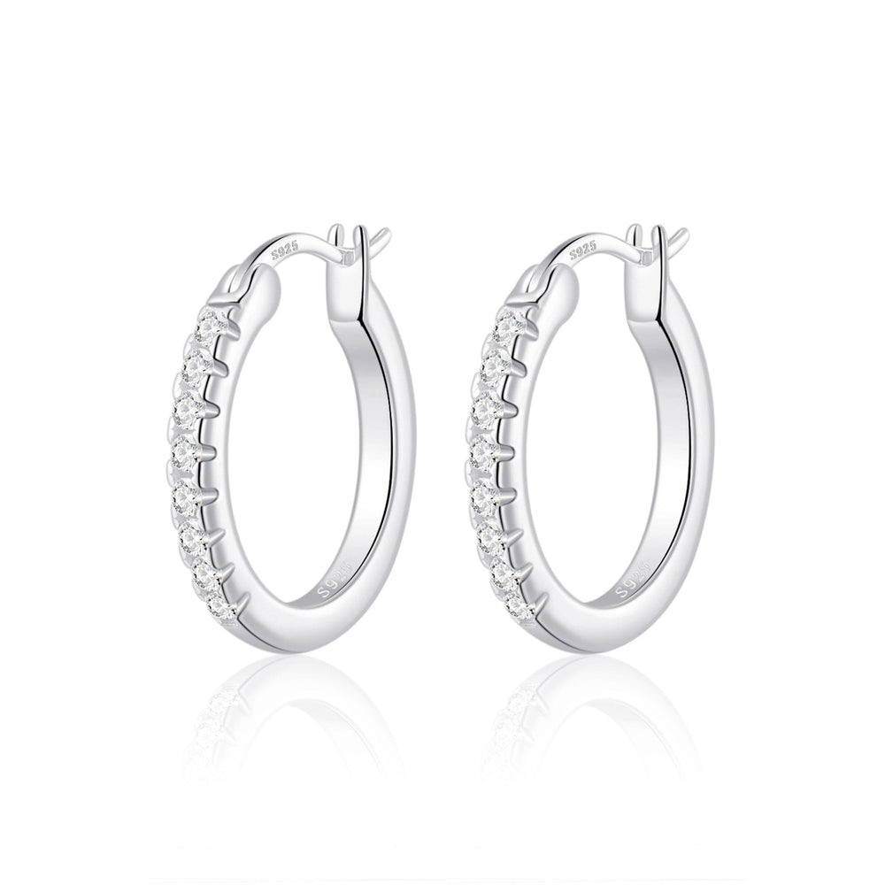 Sterling Silver Crystal Hoop Earrings Created with Zircondia® Crystals