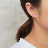 Sterling Silver Dark Blue Earrings Created with Zircondia® Crystals