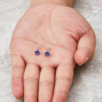 Sterling Silver Dark Blue Earrings Created with Zircondia® Crystals