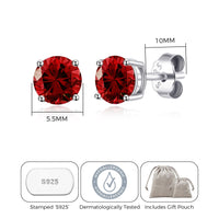 Sterling Silver Dark Red Earrings Created with Zircondia® Crystals